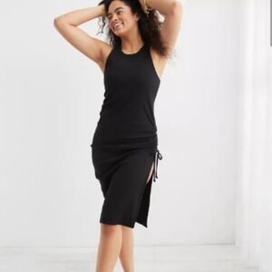 aerie Ruched Ribbed Midi Dress